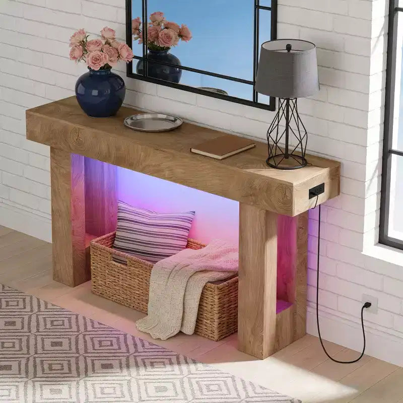 COZONY Table console de ferme 63", longue table basse derrière le canapé pour entrée, couloir, salon, design rectangulaire rustique