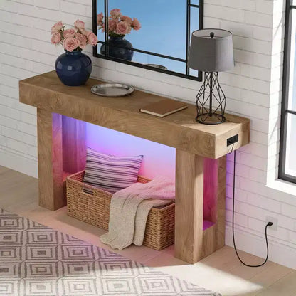 COZONY Table console de ferme 63", longue table basse derrière le canapé pour entrée, couloir, salon, design rectangulaire rustique
