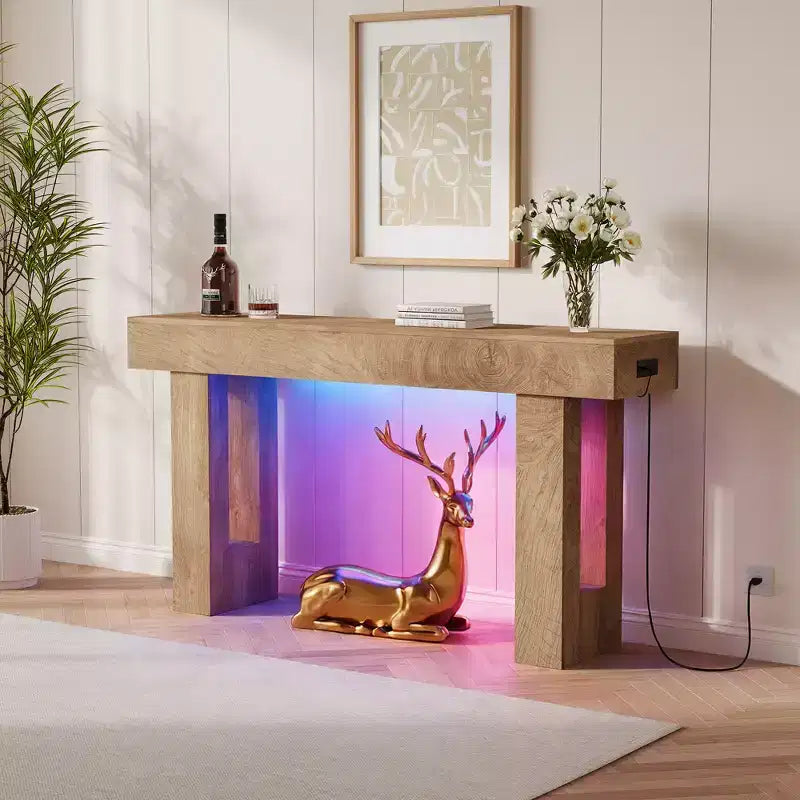 COZONY Table console de ferme 63", longue table basse derrière le canapé pour entrée, couloir, salon, design rectangulaire rustique
