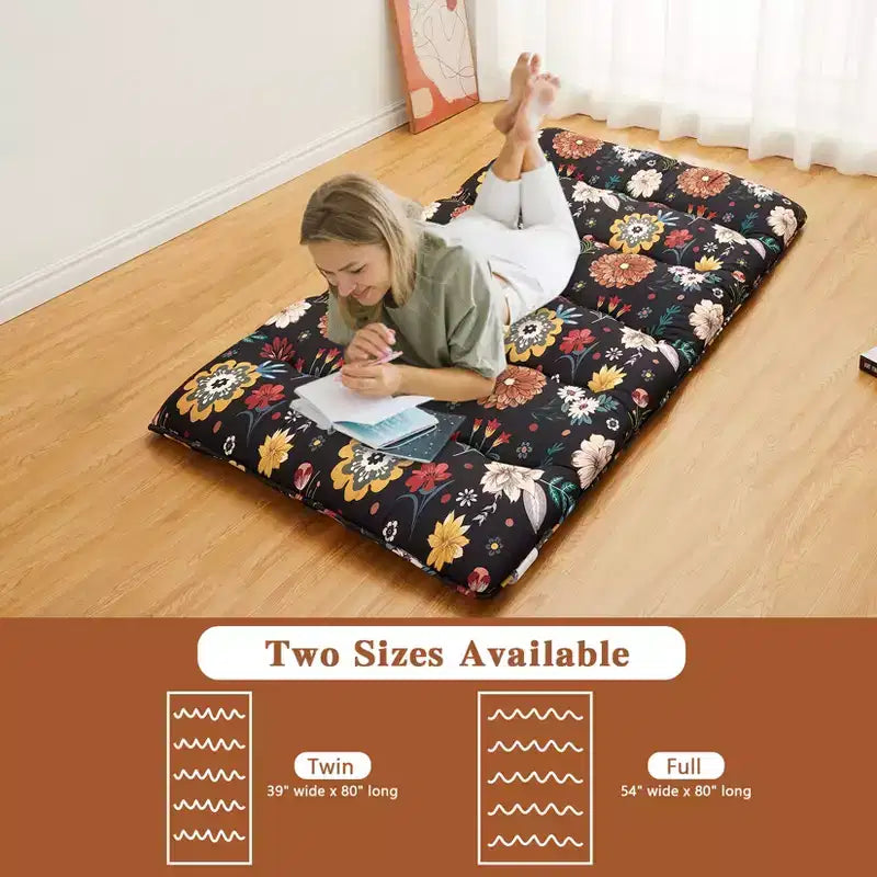 Matelas de sol futon japonais floral, tapis Tatami épais, matelas de sol pliable, matelas de sol enroulable pour dortoir, matelas de sol portable