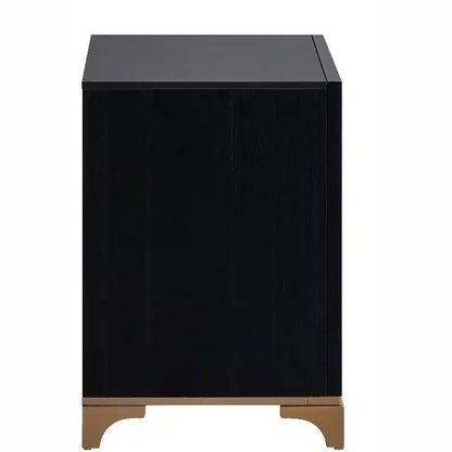 Passion Furniture Kramer Table de Chevet 2 Tiroirs Noir et Or 61 cm L