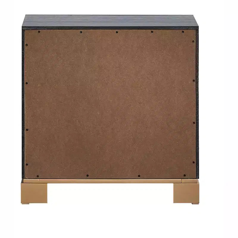Passion Furniture Kramer Table de Chevet 2 Tiroirs Noir et Or 61 cm L