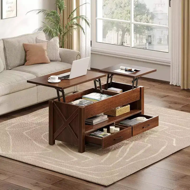 Table basse en bois - Table basse réglable, Table basse réglable en hauteur, Table basse moderne, Table basse élégante