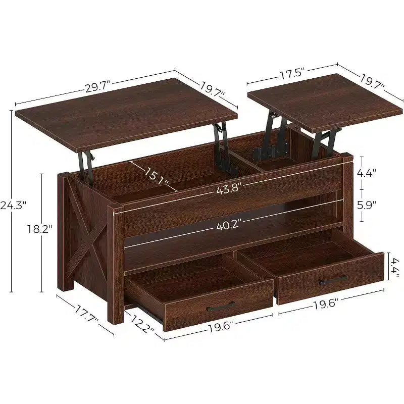 Table basse en bois - Table basse réglable, Table basse réglable en hauteur, Table basse moderne, Table basse élégante