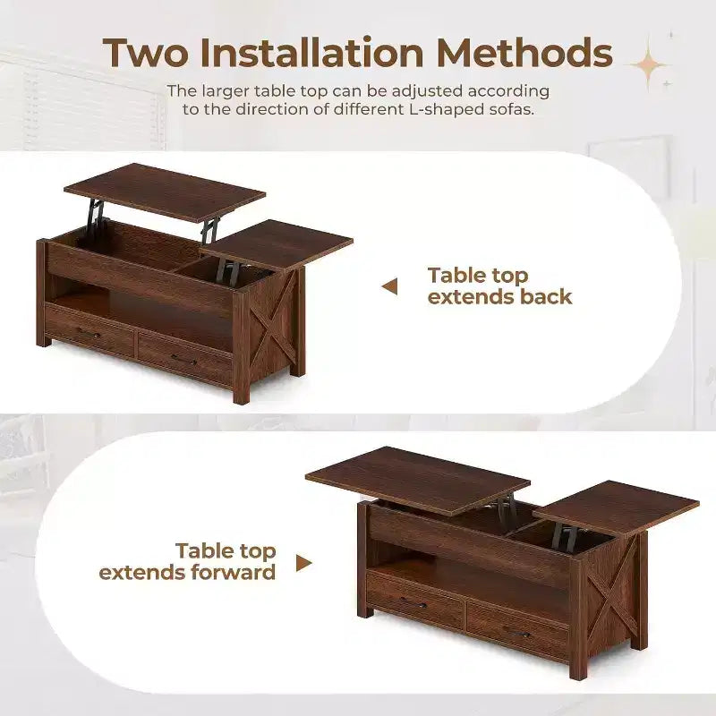 Table basse en bois - Table basse réglable, Table basse réglable en hauteur, Table basse moderne, Table basse élégante