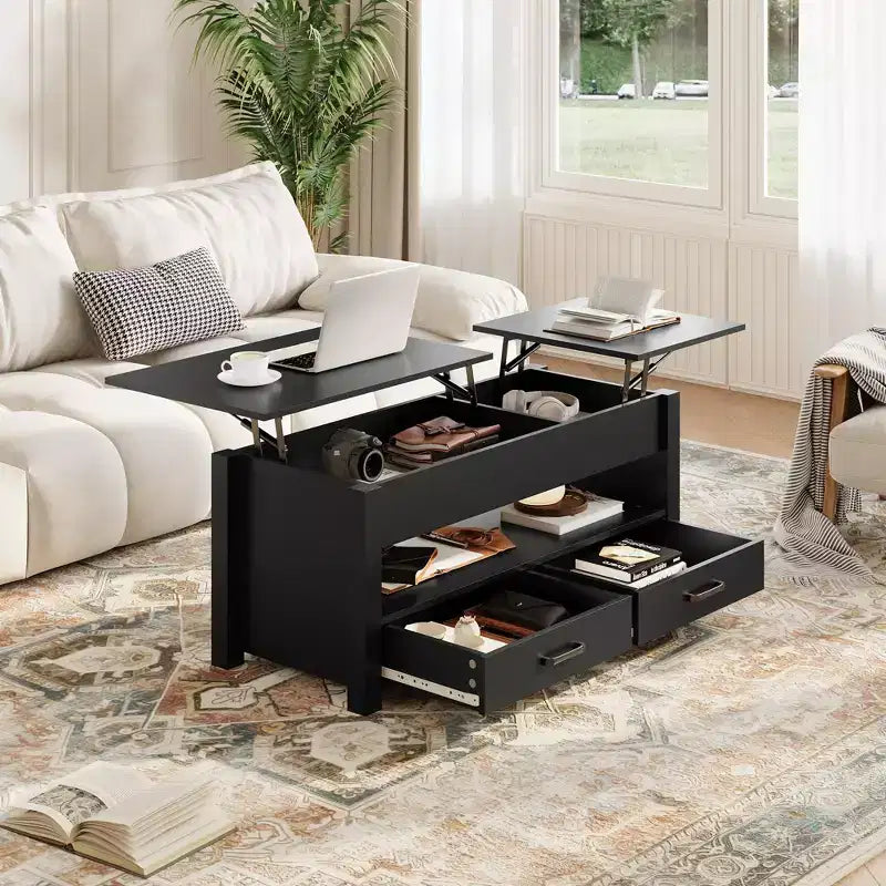 Table basse en bois - Table basse réglable, Table basse réglable en hauteur, Table basse moderne, Table basse élégante