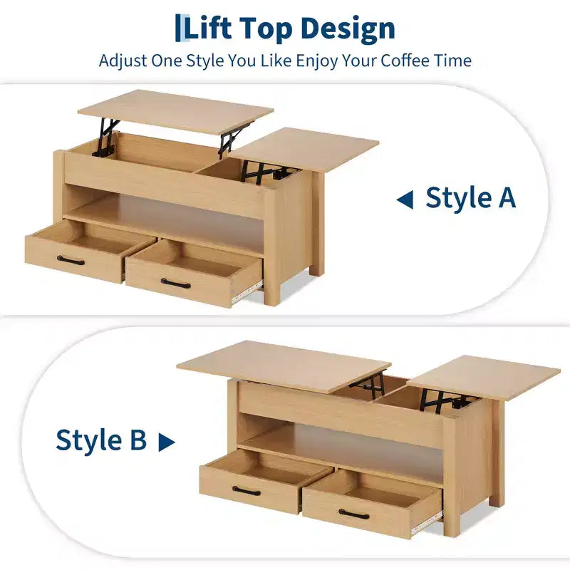 Table basse en bois - Table basse réglable, Table basse réglable en hauteur, Table basse moderne, Table basse élégante