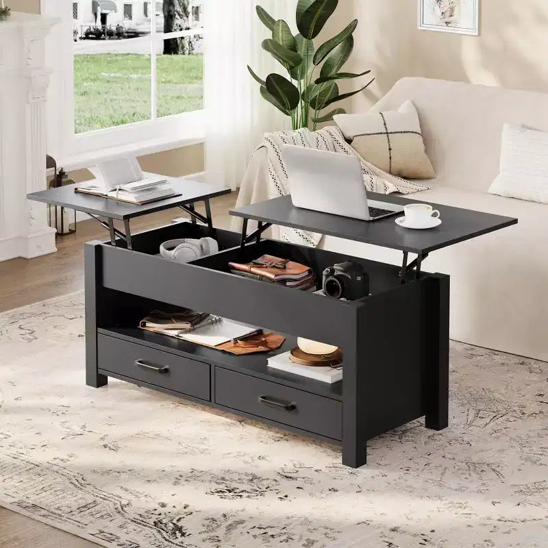 Table basse en bois - Table basse réglable, Table basse réglable en hauteur, Table basse moderne, Table basse élégante