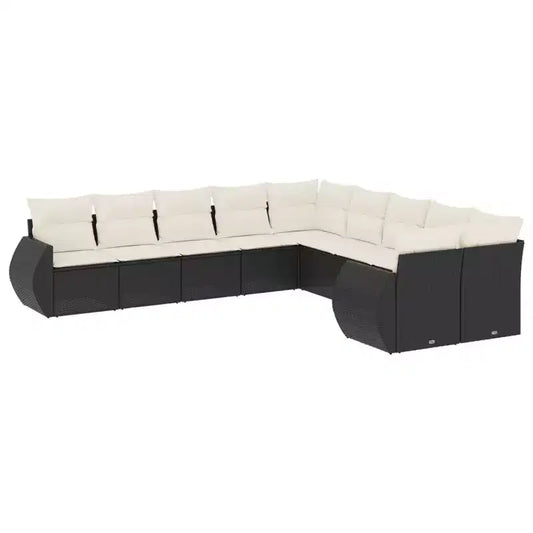 vidaXL Garden Sofa Set Black, Cream White