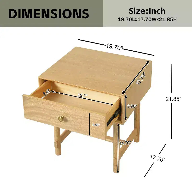 Christopher Knight Home Dawson Table de chevet scandinave moderne en bois massif avec tiroir