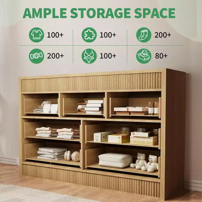 Commode à 7 tiroirs pour chambre à coucher, 137 cm de large, en bois, organiseur de rangement de style Mid-Century moderne, meuble TV de style ferme pour entrée