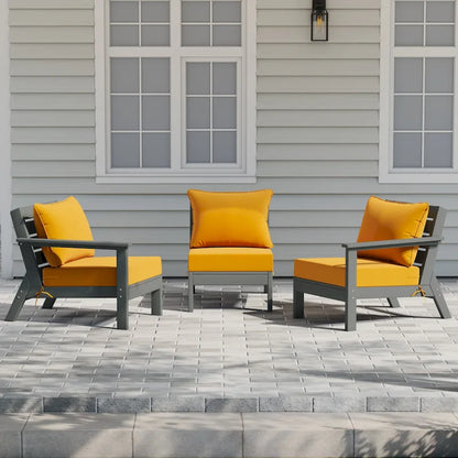 Polytrends Birchwood Canapé d'extérieur en HDPE résistant aux intempéries pour terrasse avec coussins (3 pièces)