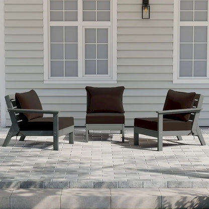 Polytrends Birchwood Canapé d'extérieur en HDPE résistant aux intempéries pour terrasse avec coussins (3 pièces)