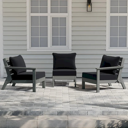 Polytrends Birchwood Canapé d'extérieur en HDPE résistant aux intempéries pour terrasse avec coussins (3 pièces)