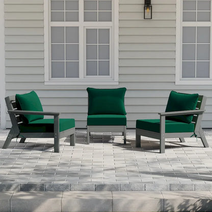Polytrends Birchwood Canapé d'extérieur en HDPE résistant aux intempéries pour terrasse avec coussins (3 pièces)