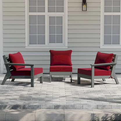 Polytrends Birchwood Canapé d'extérieur en HDPE résistant aux intempéries pour terrasse avec coussins (3 pièces)