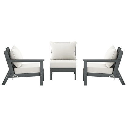 Polytrends Birchwood Canapé d'extérieur en HDPE résistant aux intempéries pour terrasse avec coussins (3 pièces)