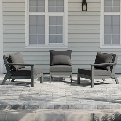 Polytrends Birchwood Canapé d'extérieur en HDPE résistant aux intempéries pour terrasse avec coussins (3 pièces)