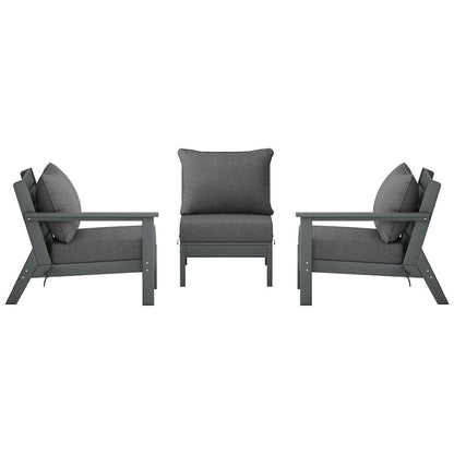 Polytrends Birchwood Canapé d'extérieur en HDPE résistant aux intempéries pour terrasse avec coussins (3 pièces)