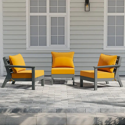 Polytrends Birchwood Canapé d'extérieur en HDPE résistant aux intempéries pour terrasse avec coussins (3 pièces)