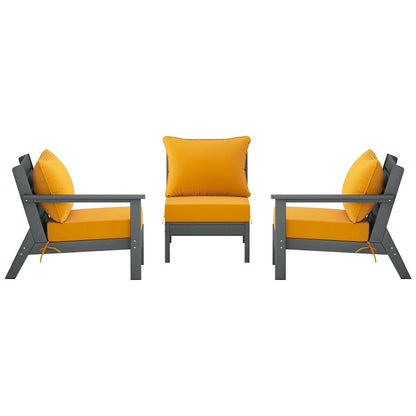 Polytrends Birchwood Canapé d'extérieur en HDPE résistant aux intempéries pour terrasse avec coussins (3 pièces)