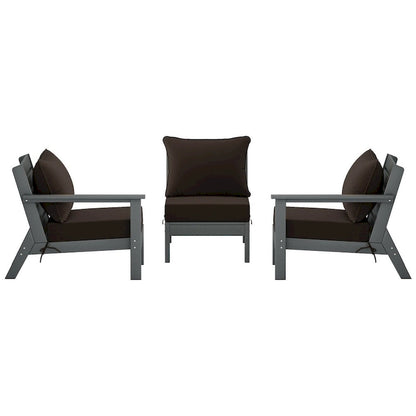 Polytrends Birchwood Canapé d'extérieur en HDPE résistant aux intempéries pour terrasse avec coussins (3 pièces)