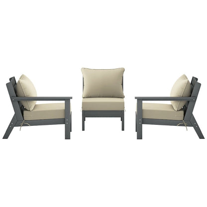 Polytrends Birchwood Canapé d'extérieur en HDPE résistant aux intempéries pour terrasse avec coussins (3 pièces)