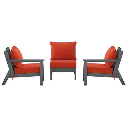 Polytrends Birchwood Canapé d'extérieur en HDPE résistant aux intempéries pour terrasse avec coussins (3 pièces)