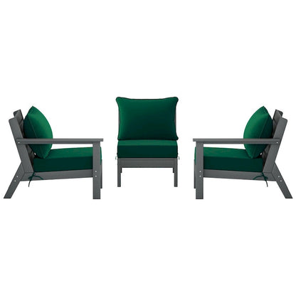 Polytrends Birchwood Canapé d'extérieur en HDPE résistant aux intempéries pour terrasse avec coussins (3 pièces)
