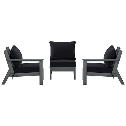 Polytrends Birchwood Canapé d'extérieur en HDPE résistant aux intempéries pour terrasse avec coussins (3 pièces)