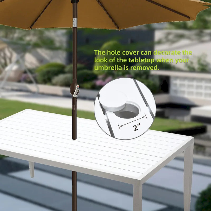 GDFStudio - Ensemble de salle à manger d'extérieur 7 pièces en aluminium blanc mat et gris avec coussins Sunbrella