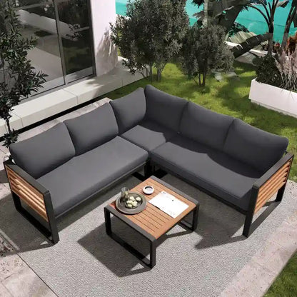 Ensemble de canapé d'angle 4 pièces avec tables basses pour patio