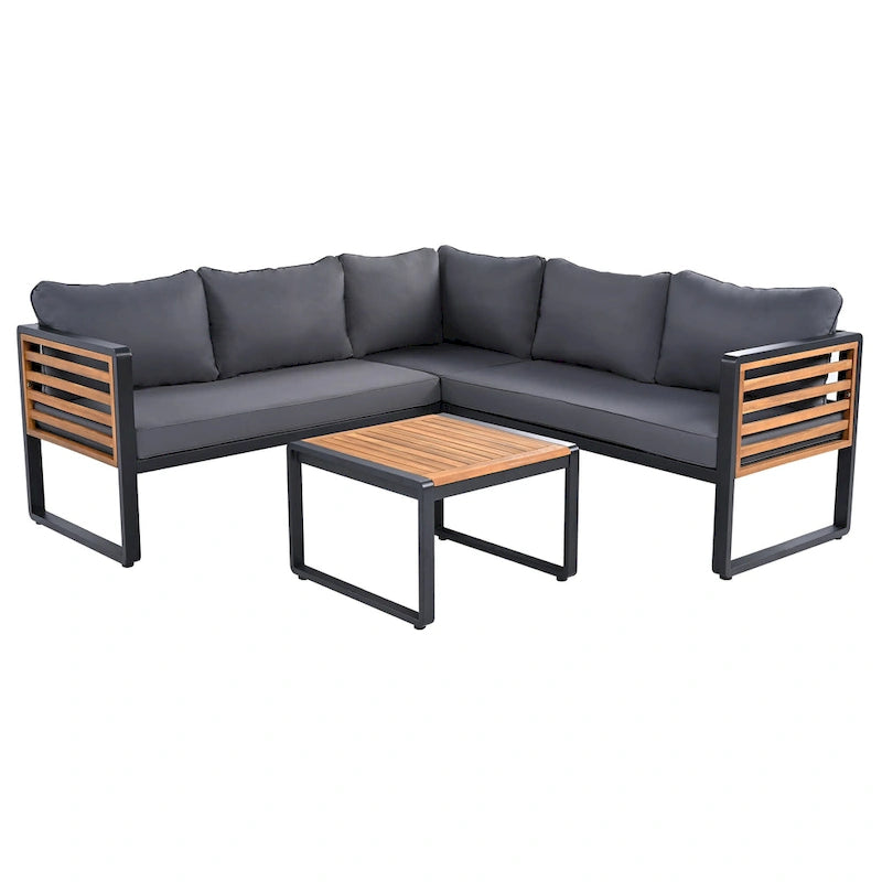 Ensemble de canapé d'angle 4 pièces avec tables basses pour patio