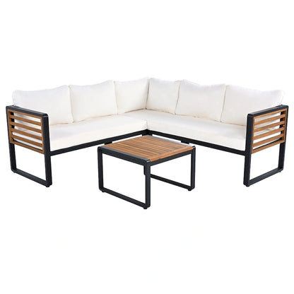 Ensemble de canapé d'angle 4 pièces avec tables basses pour patio