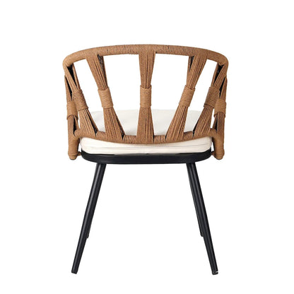 Ensemble d'extérieur contemporain avec chaises en rotin PE et table en bois composite