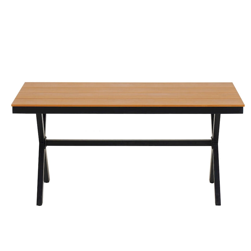 Ensemble d'extérieur contemporain avec chaises en rotin PE et table en bois composite
