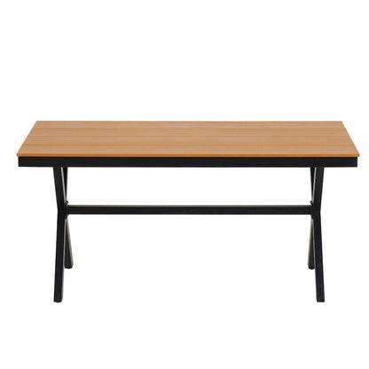 Ensemble d'extérieur contemporain avec chaises en rotin PE et table en bois composite