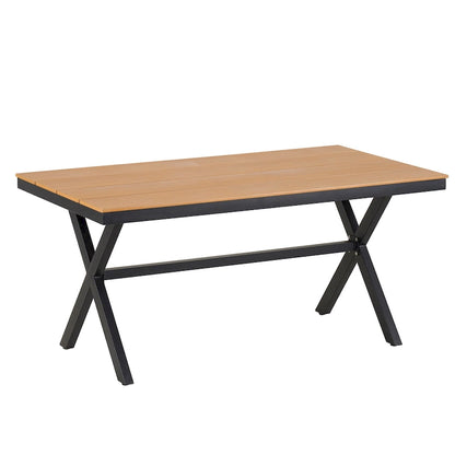 Ensemble d'extérieur contemporain avec chaises en rotin PE et table en bois composite