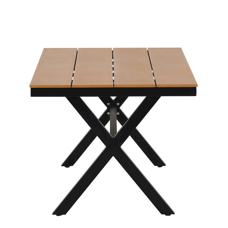 Ensemble d'extérieur contemporain avec chaises en rotin PE et table en bois composite