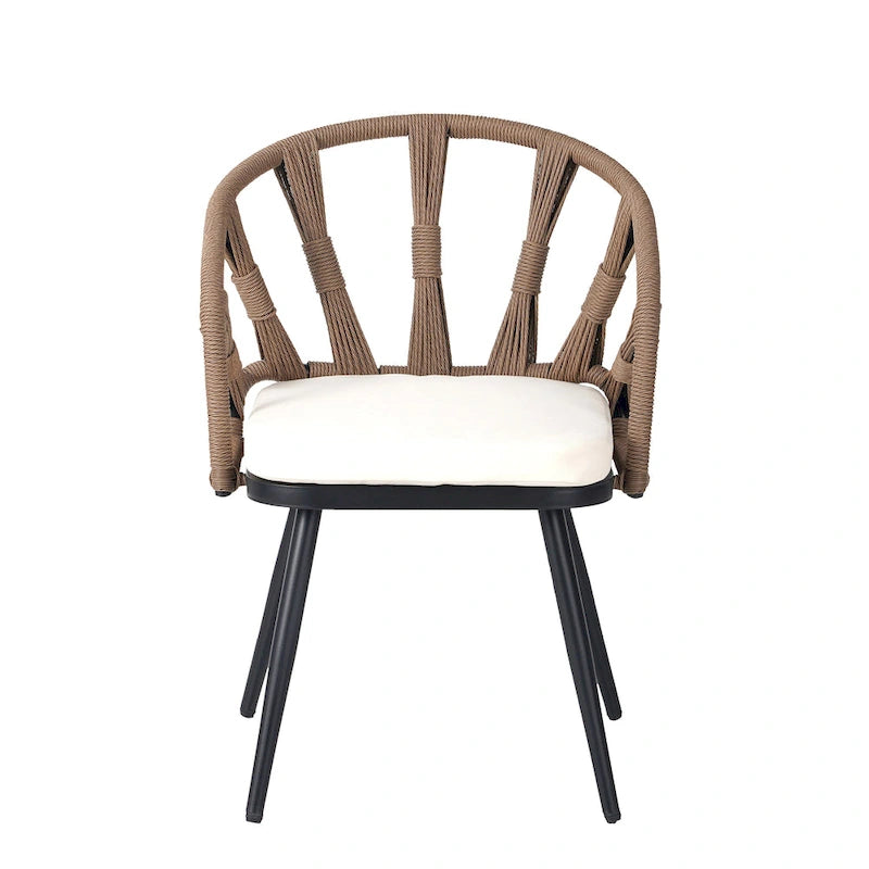 Ensemble d'extérieur contemporain avec chaises en rotin PE et table en bois composite