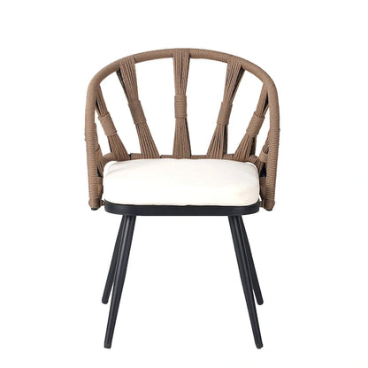 Ensemble d'extérieur contemporain avec chaises en rotin PE et table en bois composite