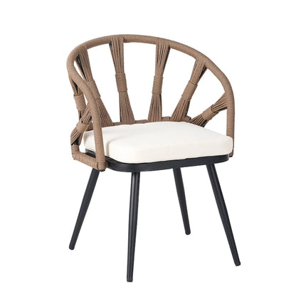 Ensemble d'extérieur contemporain avec chaises en rotin PE et table en bois composite