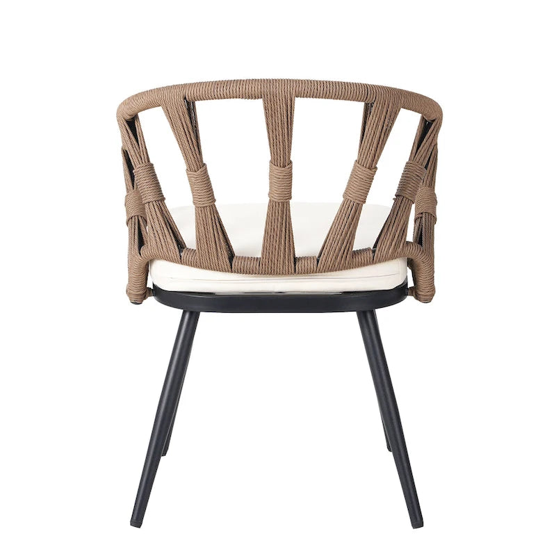 Ensemble d'extérieur contemporain avec chaises en rotin PE et table en bois composite