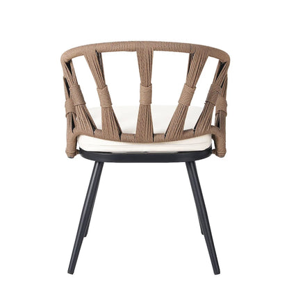 Ensemble d'extérieur contemporain avec chaises en rotin PE et table en bois composite