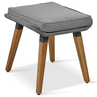 Ensemble de canapé de conversation d'extérieur 6 pièces en corde avec table de bar rafraîchissante en bois d'acacia et 2 tabourets