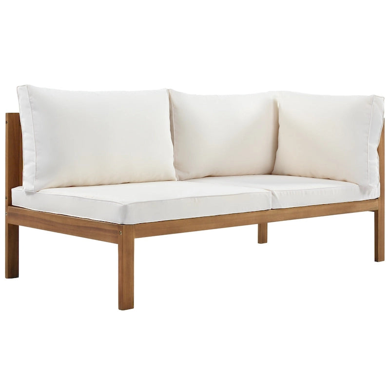 Canapé d'angle en bois d'acacia 4 pièces avec table
