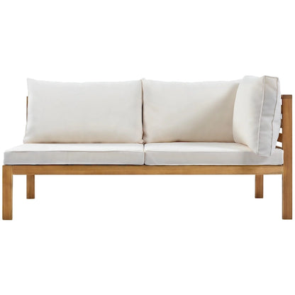 Canapé d'angle en bois d'acacia 4 pièces avec table