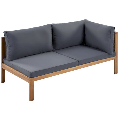 Canapé d'angle en bois d'acacia 4 pièces avec table