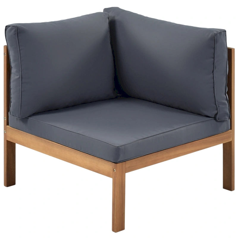 Canapé d'angle en bois d'acacia 4 pièces avec table