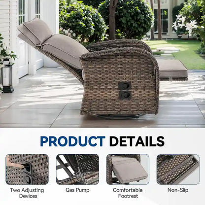 Chaise longue d'extérieur polyvalente Pocassy 4 pièces avec coussin beige